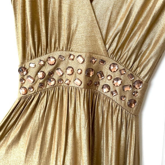 Newport News Gold Shimmer Dress. Size XS. - Picture 6 of 7